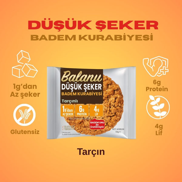 Balanu Düşük Şekerli Tarçınlı Badem Kurabiyesi 50gr