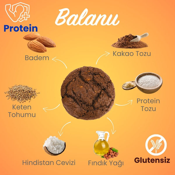Balanu Proteinli Kakaolu Badem Kurabiyesi 60gr