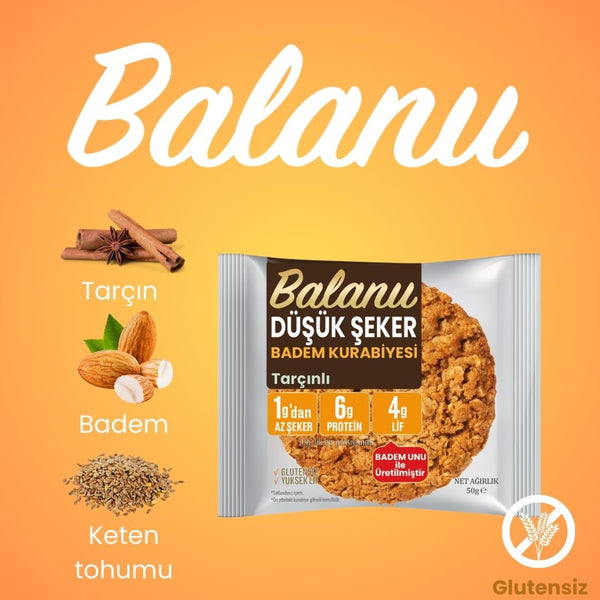 Balanu Düşük Şekerli Tarçınlı Badem Kurabiyesi 50gr