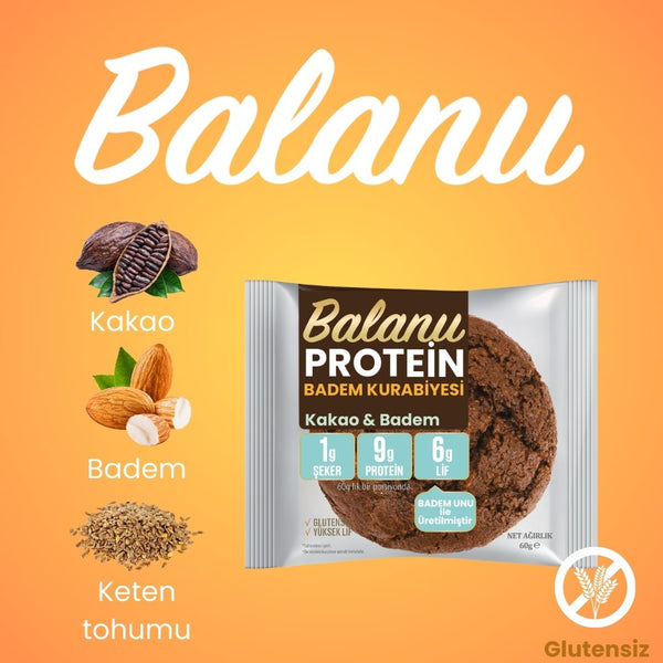 Balanu Proteinli Kakaolu Badem Kurabiyesi 60gr