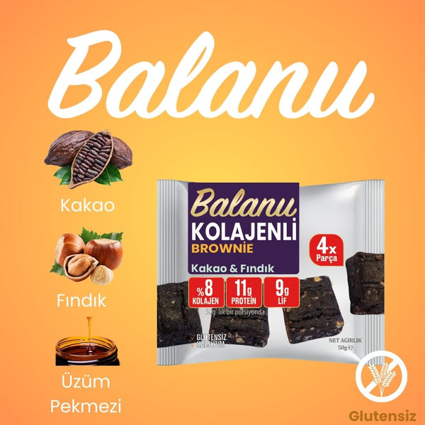 Balanu Kolajen Kakao & Fındık Brownie 50gr