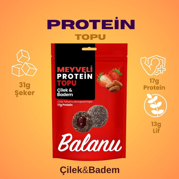 Meyveli Çilekli & Bademli Protein Topları 110gr