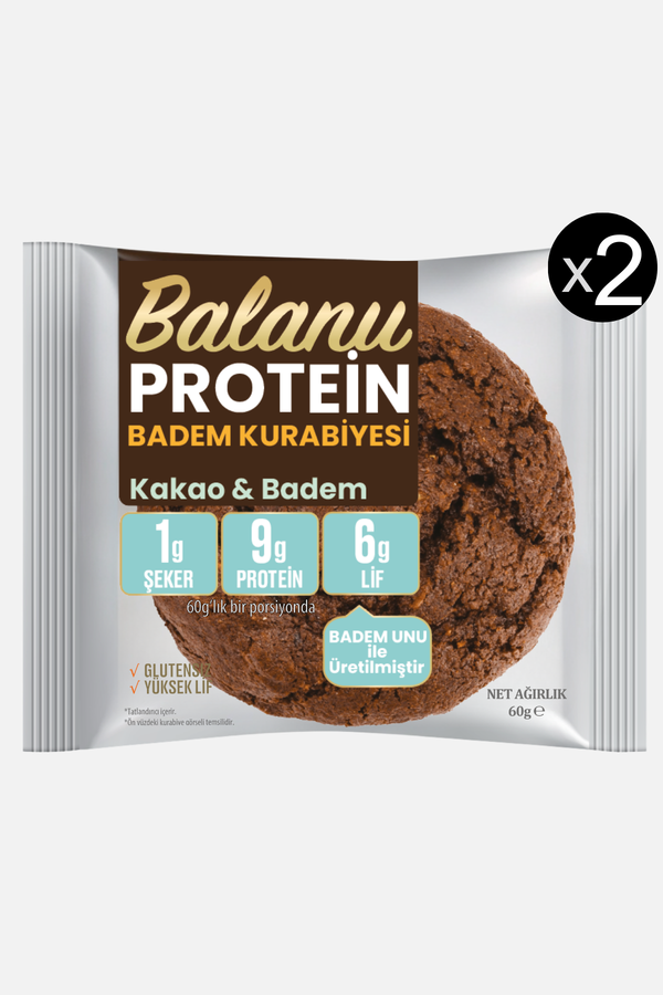 Proteinli ve Kakaolu Badem Kurabiyesi 60 Gr X2ADET