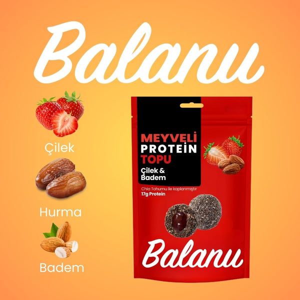 Meyveli Çilekli & Bademli Protein Topları 110gr