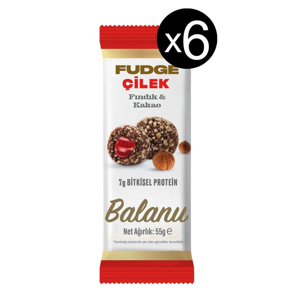 Fudge Fındık Kaplı Çilekli Bademli Meyve Topları 55g x 6 Adet