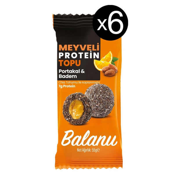 Meyveli Portakallı & Bademli Protein Topları 55gr x 6 Adet