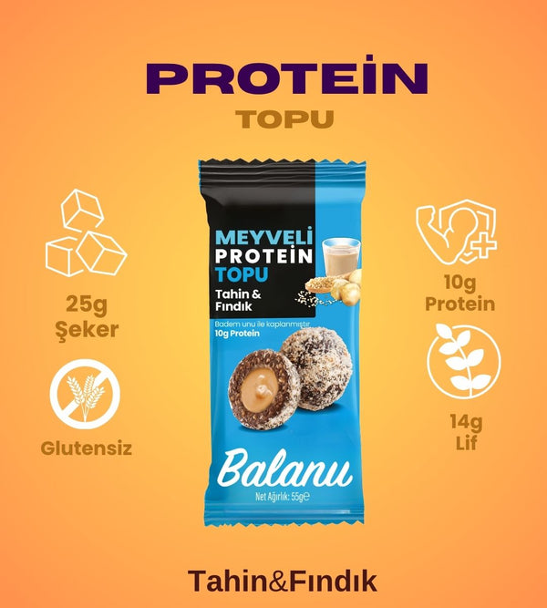 Meyveli Tahinli & Fındıklı Protein Topları 55gr x 6 Adet