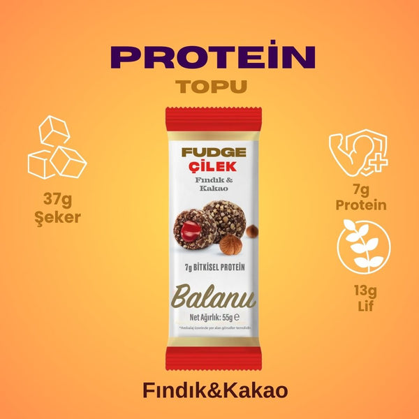 Fudge Fındık Kaplı Çilekli Bademli Meyve Topları 55g x 6 Adet