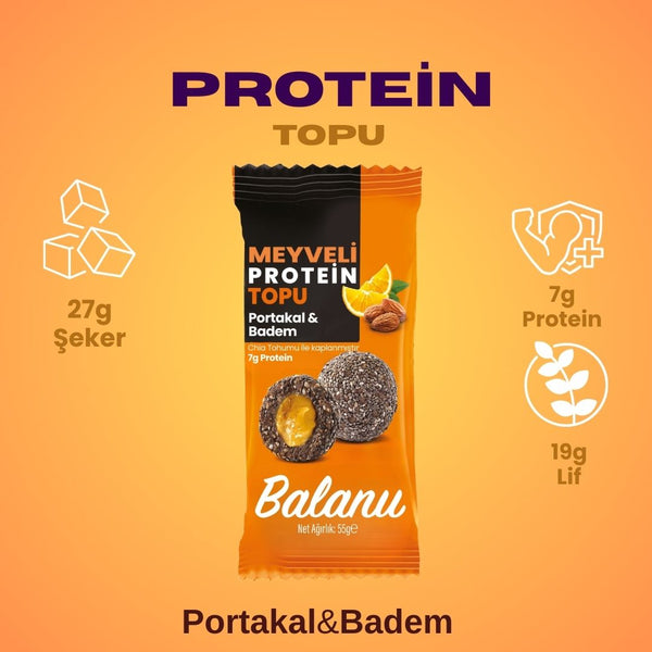 Meyveli Portakallı & Bademli Protein Topları 55gr x 6 Adet