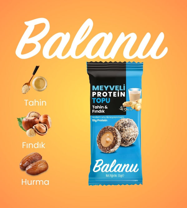 Meyveli Tahinli & Fındıklı Protein Topları 55gr x 6 Adet