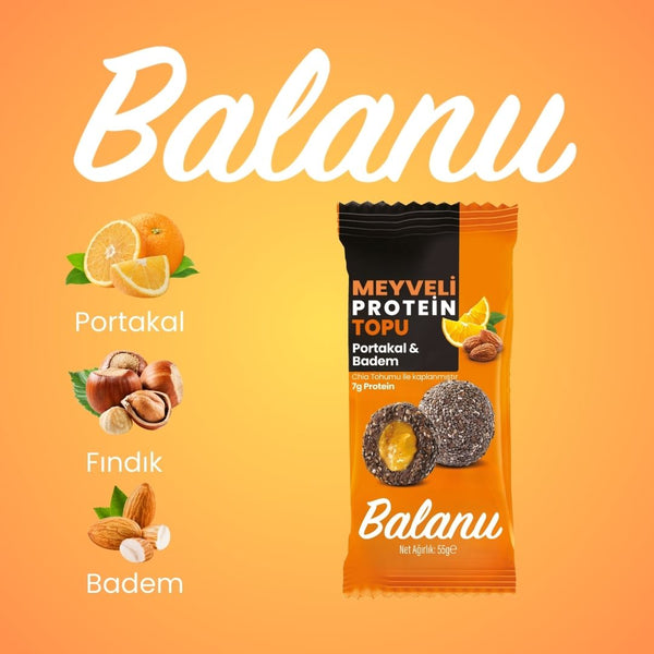 Meyveli Portakallı & Bademli Protein Topları 55gr x 6 Adet