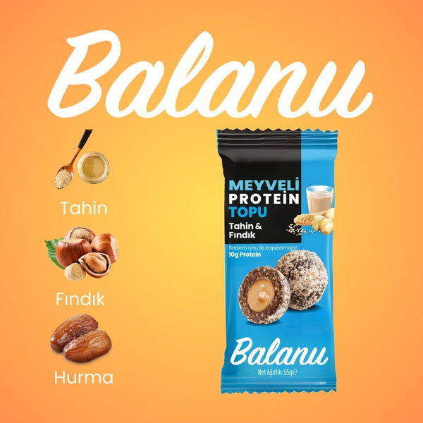 Meyveli Tahinli & Fındıklı Protein Topları 55gr x 6 Adet