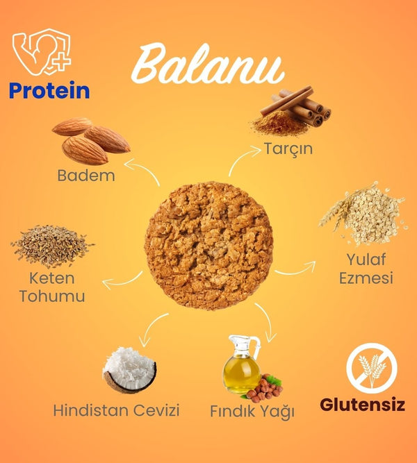 Balanu Düşük Şekerli Tarçınlı Badem Kurabiyesi 50gr - Balanu