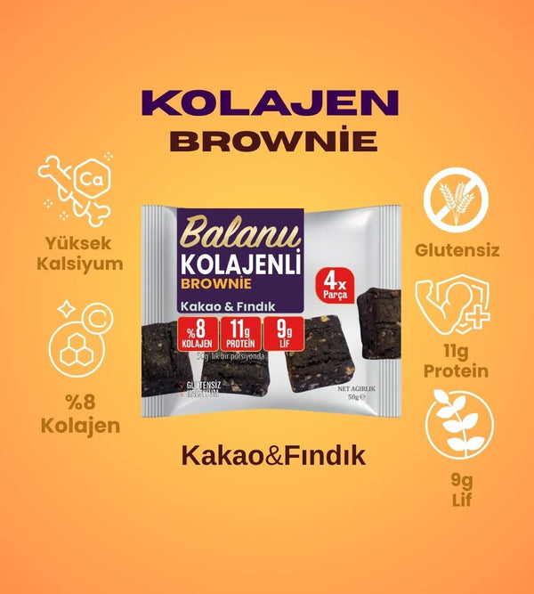 Balanu Kolajen Kakao & Fındık Brownie 50gr - Balanu