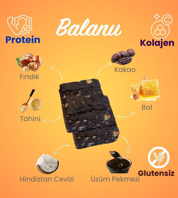 Balanu Kolajen Kakao & Fındık Brownie 50gr - Balanu