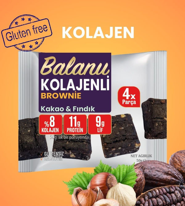 Balanu Kolajen Kakao & Fındık Brownie 50gr - Balanu