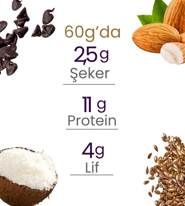 Balanu Protein Çikolata & Hindistan Cevizi Badem Kurabiyesi 60gr - Balanu