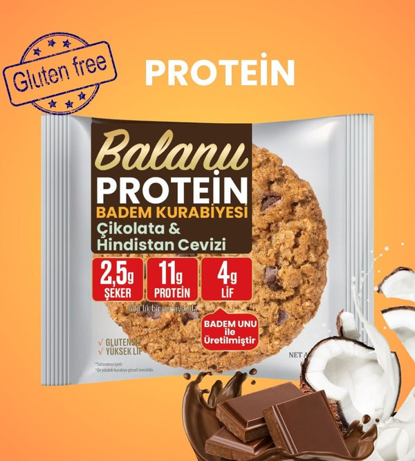 Balanu Protein Çikolata & Hindistan Cevizi Badem Kurabiyesi 60gr - Balanu