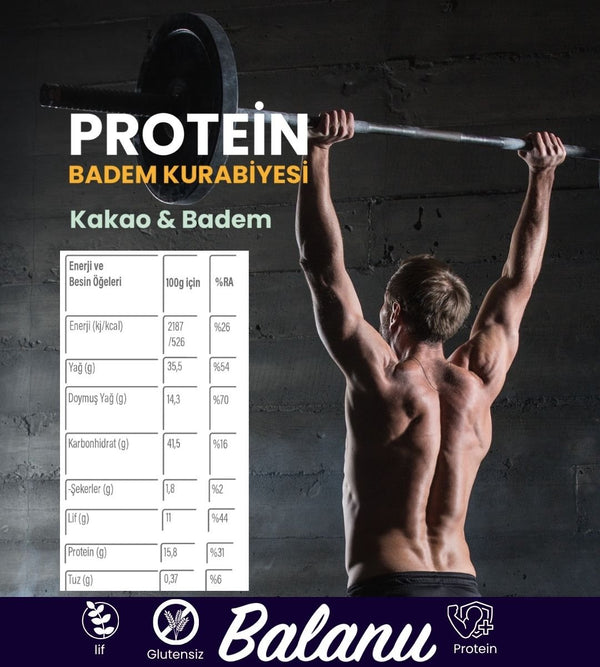 Balanu Proteinli Kakaolu Badem Kurabiyesi 240gr - Balanu