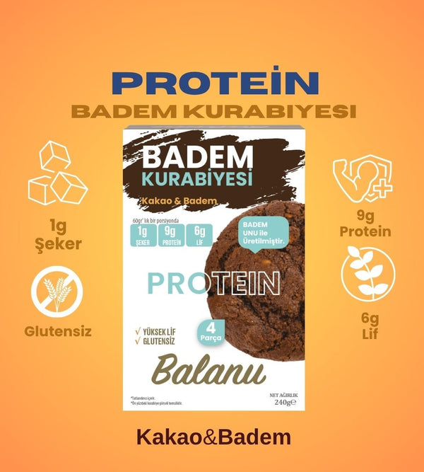 Balanu Proteinli Kakaolu Badem Kurabiyesi 240gr - Balanu