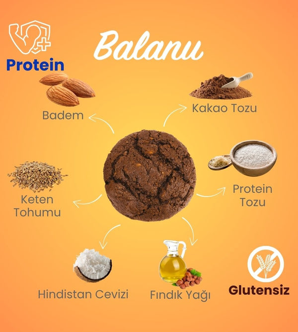 Balanu Proteinli Kakaolu Badem Kurabiyesi 240gr - Balanu