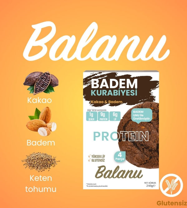 Balanu Proteinli Kakaolu Badem Kurabiyesi 240gr - Balanu