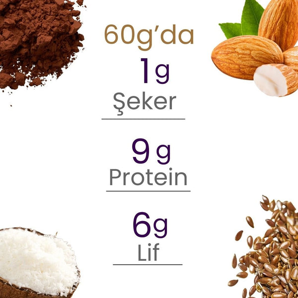 Balanu Proteinli Kakaolu Badem Kurabiyesi 60gr - Balanu