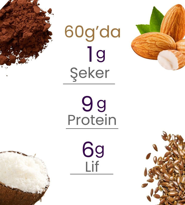 Balanu Proteinli Kakaolu Badem Kurabiyesi 60gr - Balanu