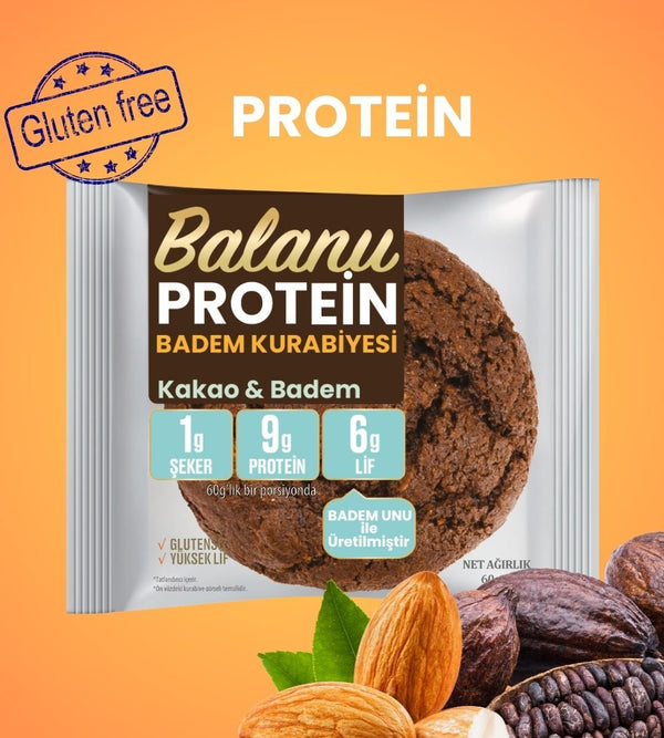Balanu Proteinli Kakaolu Badem Kurabiyesi 60gr - Balanu