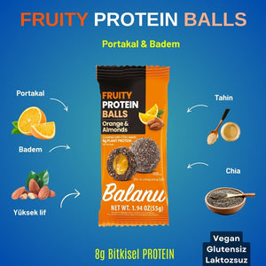 Fruity Protein Topları Portakal Dolgulu ve Bademli 55 Gr x 6 - Balanu