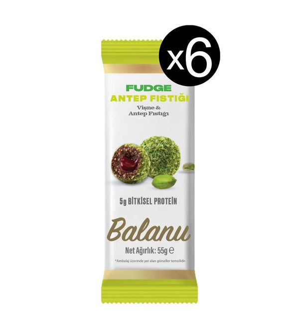 Fudge Antep Fıstığı Kaplı Vişneli Meyve Topları 55g x 6 Adet - Balanu