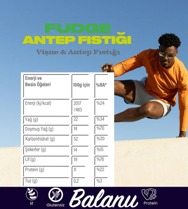 Fudge Antep Fıstığı Kaplı Vişneli Meyve Topları 55g x 6 Adet - Balanu