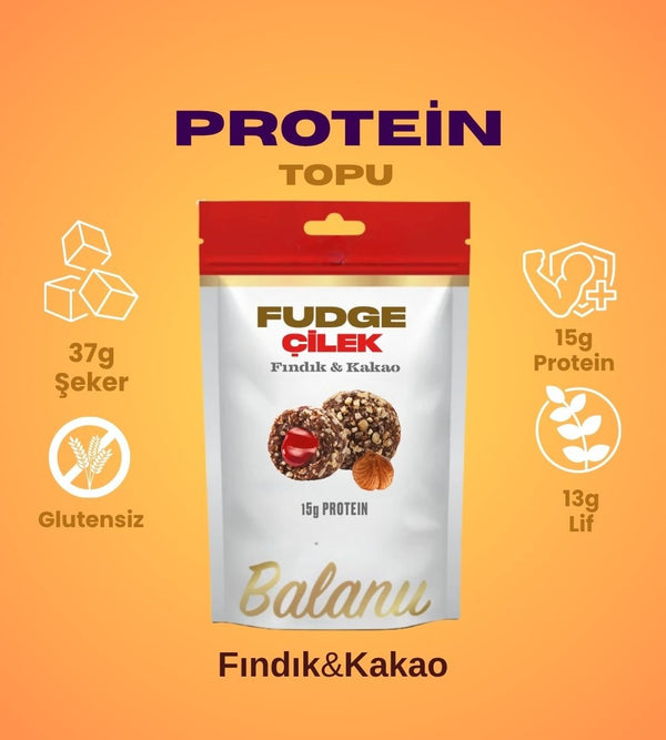 Fudge Fındık Kaplı Çilekli & Bademli Meyve Topları 110gr - Balanu