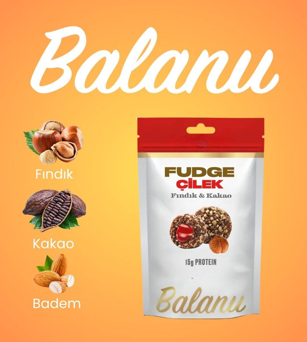 Fudge Fındık Kaplı Çilekli & Bademli Meyve Topları 110gr - Balanu