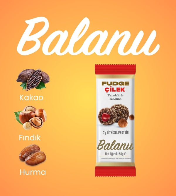 Fudge Fındık Kaplı Çilekli Bademli Meyve Topları 55g x 6 Adet - Balanu