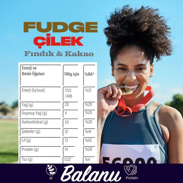Fudge Fındık Kaplı Çilekli Bademli Meyve Topları 55g x 6 Adet - Balanu