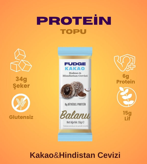 Fudge Hindistan Cevizi Kaplı Kakaolu Meyve Topları 55g x 6 Adet - Balanu