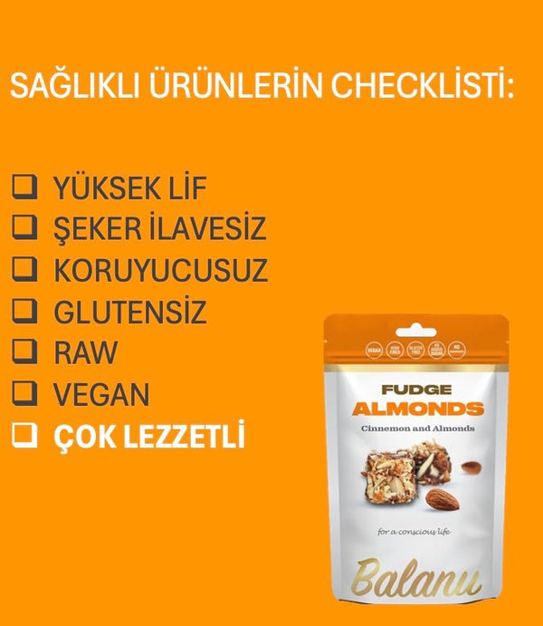 Fudge Tarçınlı ve Bademli Atıştırmalık 100g - Balanu