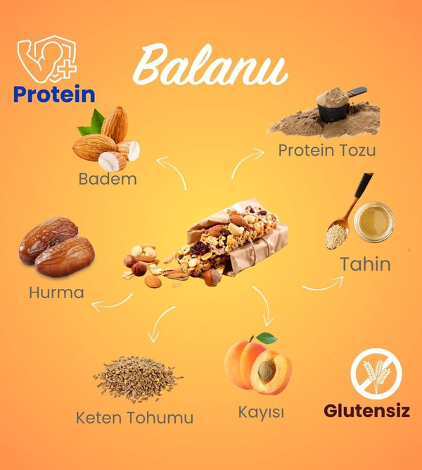 Kayısılı & Bademli Hurmalı Protein Bar 55gr 2xBar - Balanu