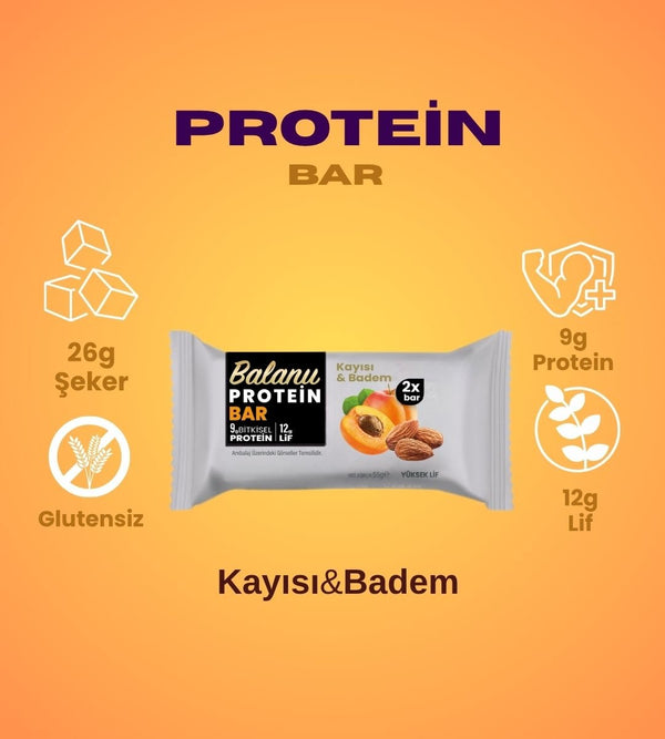 Kayısılı & Bademli Hurmalı Protein Bar 55gr 2xBar - Balanu