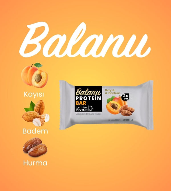 Kayısılı & Bademli Hurmalı Protein Bar 55gr 2xBar - Balanu