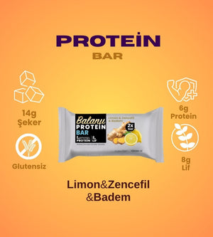 Limonlu & Zencefilli Hurmalı Protein Bar 55gr 2xBar - Balanu