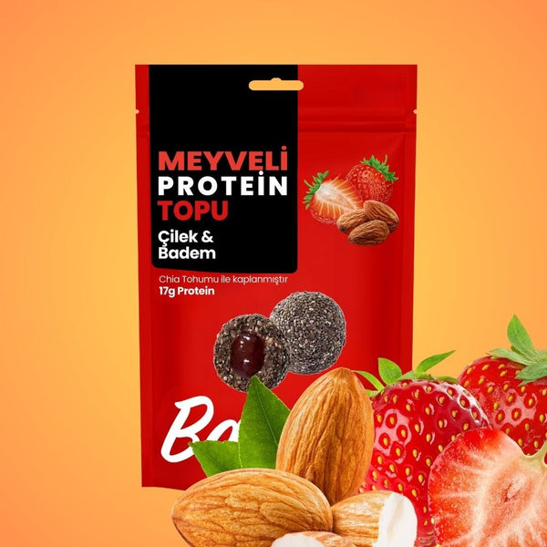 Meyveli Çilekli & Bademli Protein Topları 110gr - Balanu