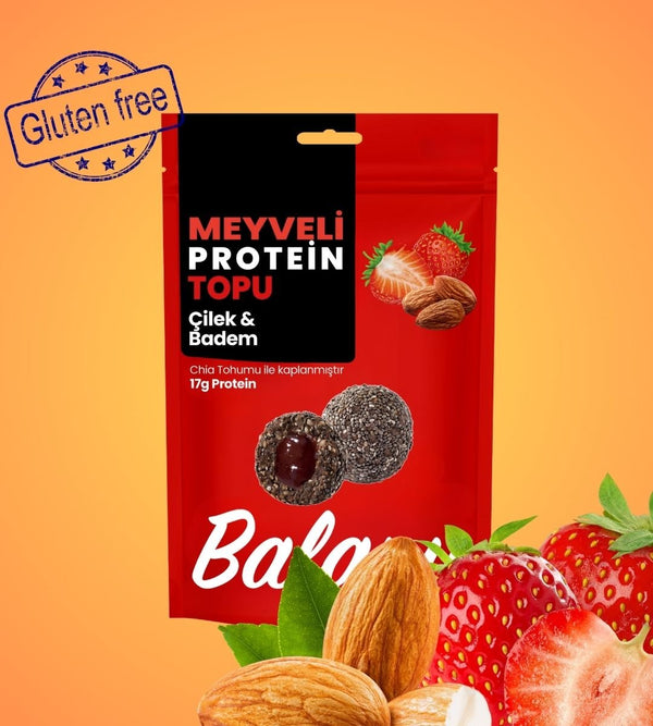 Meyveli Çilekli & Bademli Protein Topları 110gr - Balanu