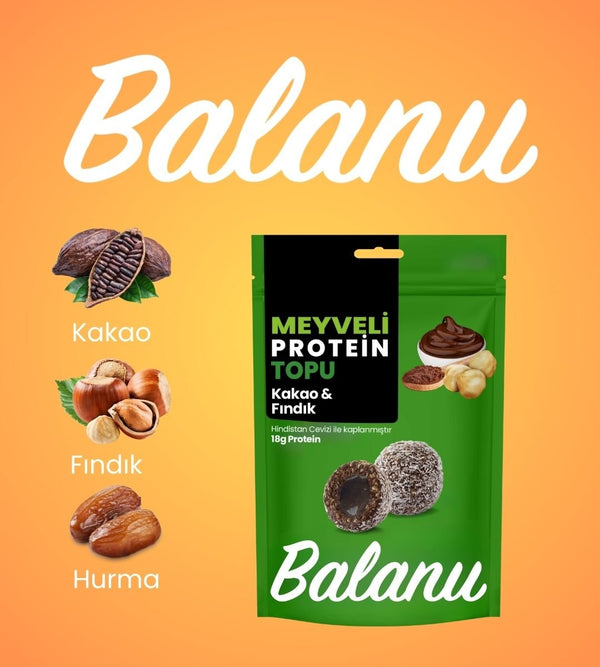 Meyveli Kakaolu & Fındıklı Protein Topları 110gr - Balanu