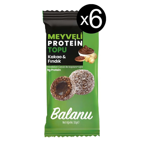 Meyveli Kakaolu & Fındıklı Protein Topları 55gr x 6 Adet - Balanu