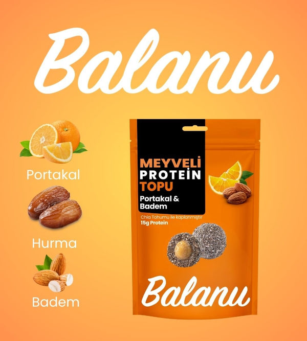 Meyveli Portakallı & Bademli Protein Topları 110gr - Balanu
