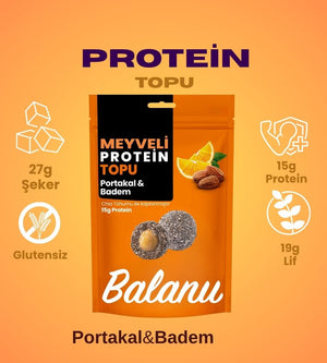Meyveli Portakallı & Bademli Protein Topları 110gr - Balanu
