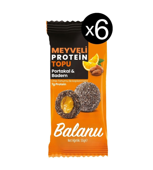 Meyveli Portakallı & Bademli Protein Topları 55gr x 6 Adet - Balanu