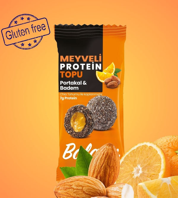 Meyveli Portakallı & Bademli Protein Topları 55gr x 6 Adet - Balanu